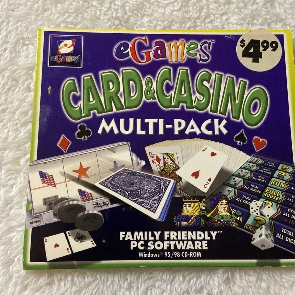 EGame Card And Casino Multipack‎ PC CD ROM Windows 95 98 Games Family Fun